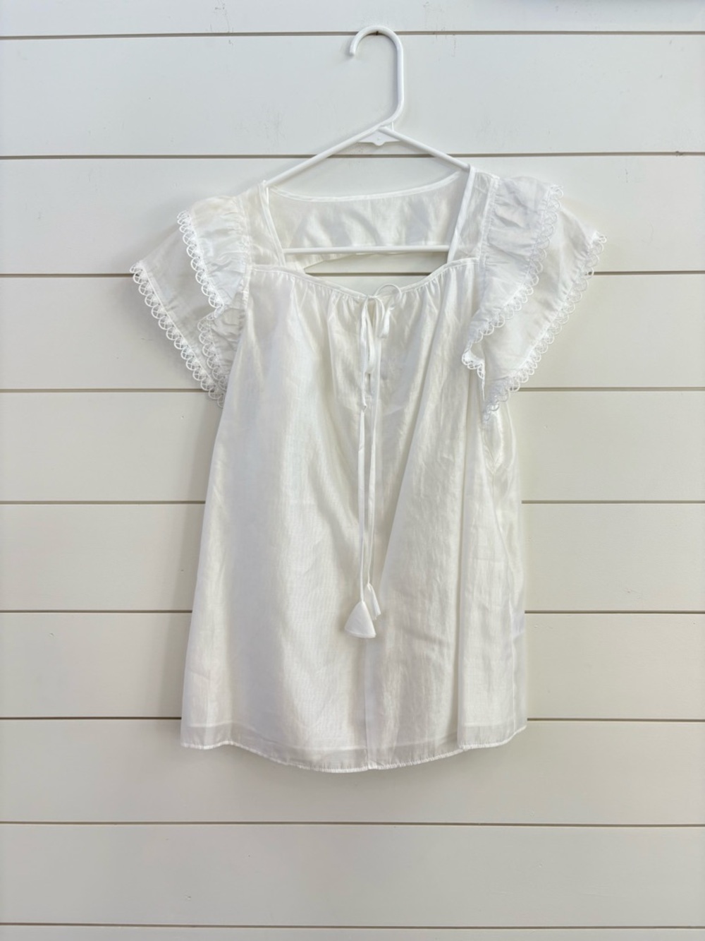 Current Air White Lace-Trim Peasant Blouse
